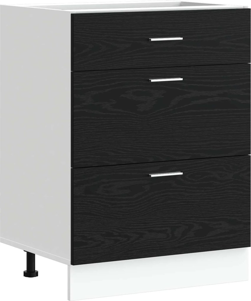 vidaXL Konyhai alsó szekrény Fekete tölgy 60 x 46 x 81,5 cm Faanyag