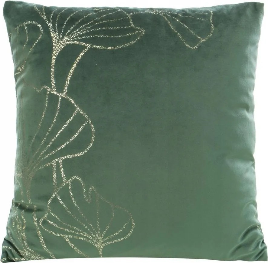 Párnahuzat 45x45 zöld c. arany ginkgo levelek