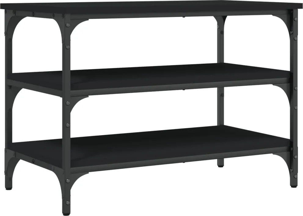 vidaXL fekete szerelt fa cipőpolc 70x38,5x49 cm