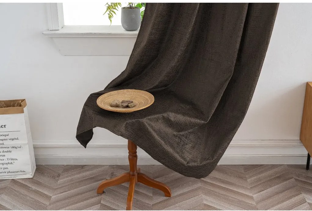 Sötétítő függöny LOOM VELVET 140x250 cm, barna Felfüggesztés: Fém gyűrűk