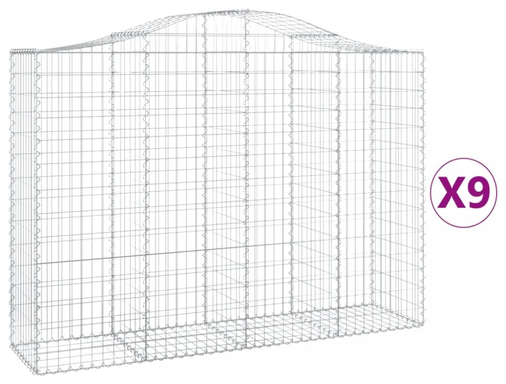 9 db íves horganyzott vas gabion kosár 200x50x140/160 cm