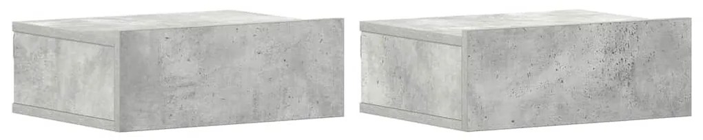 2 db betonszürke szerelt fa függő éjjeliszekrény 40x30x15 cm