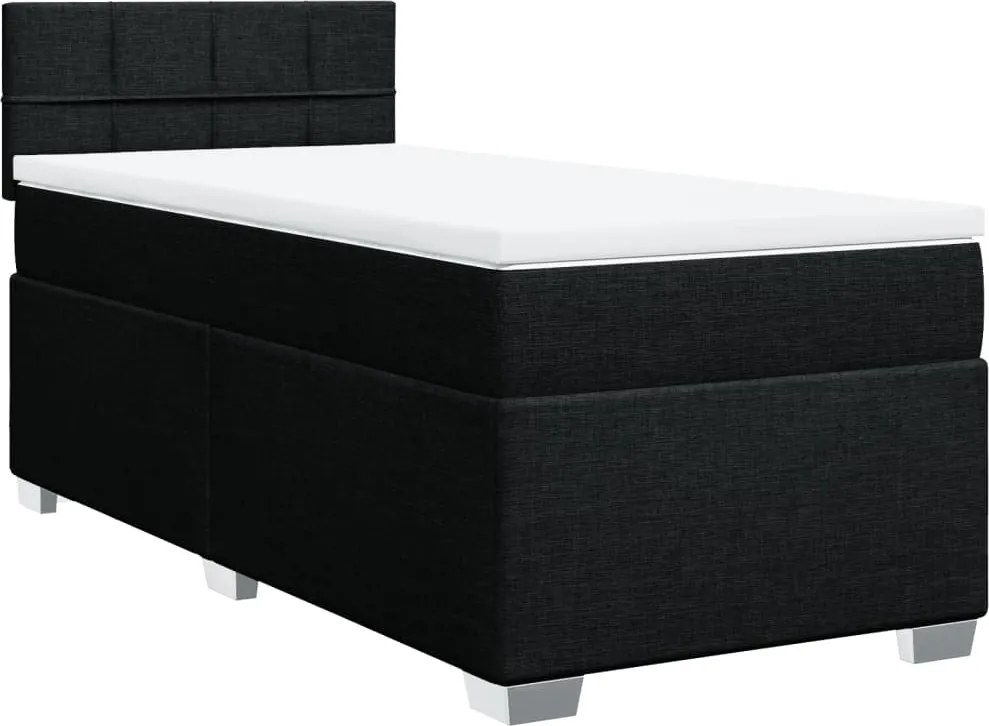 vidaXL fekete szövet rugós ágy matraccal 100 x 200 cm