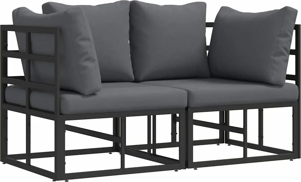 vidaXL Kültéri Bútor 2 Darab Fekete és Antracit 71,5 x 71,5 x 71 cm