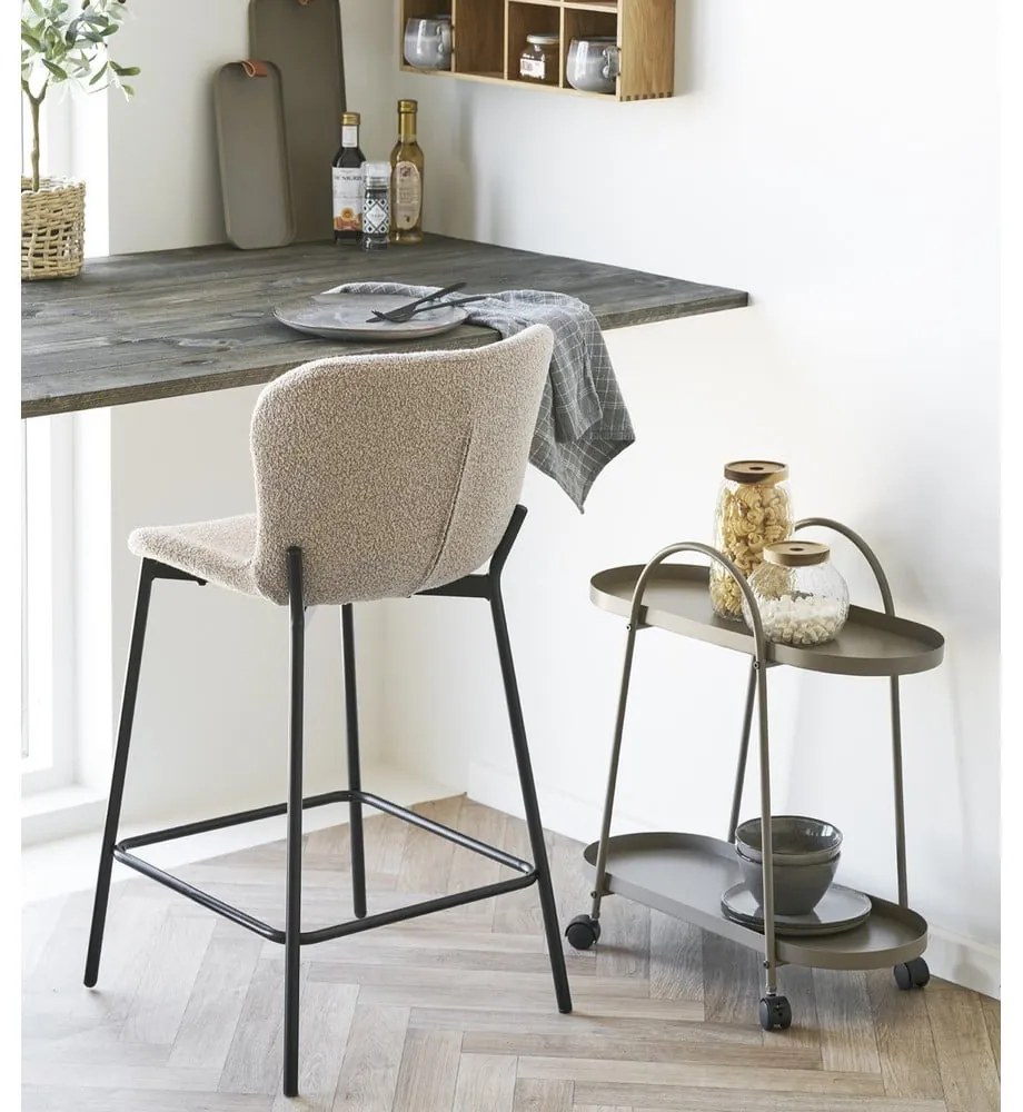 Bézs kárpitozott bárszék (ülésmagasság 65 cm) Maceda – House Nordic