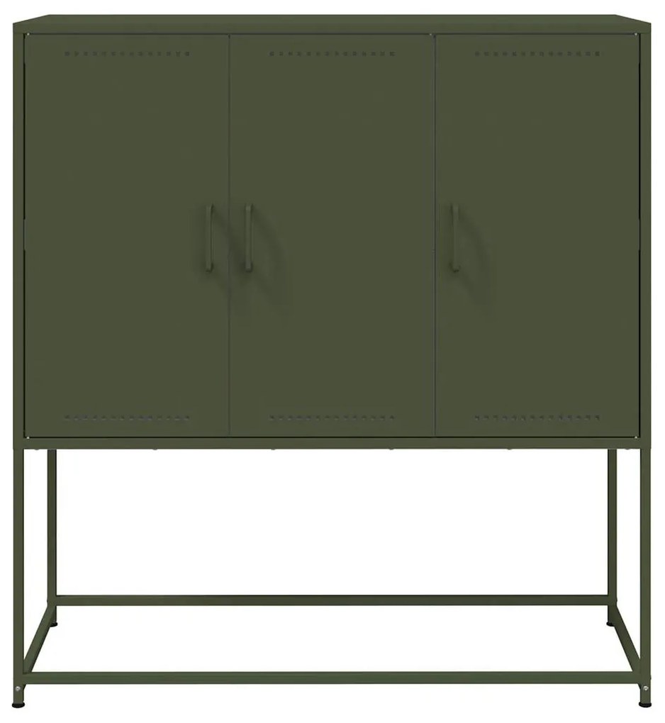 olívazöld acél magasszekrény 100,5 x 39 x 107 cm