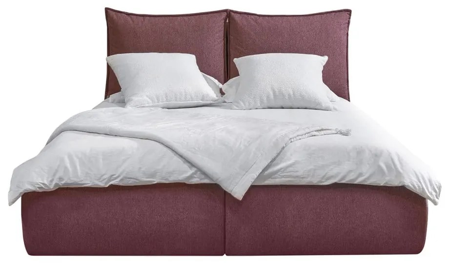 Rózsaszín kárpitozott ágyneműtartós franciaágy ágyráccsal 160x200 cm Garance – Bobochic Paris