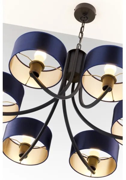 Jupiter 2102 - Láncos csillár ARTHUR 6xE27/15W/230V kék/fekete
