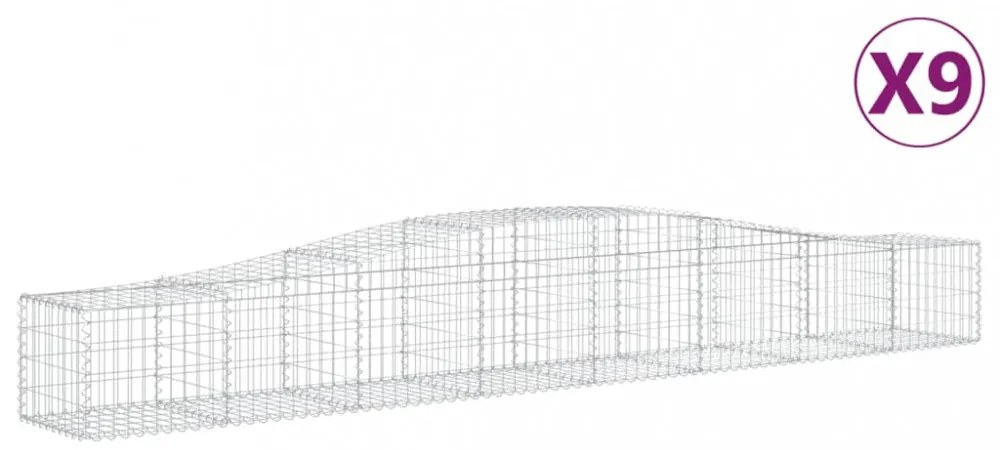 vidaXL 9 db íves horganyzott vas gabion kosár 400x50x40/60 cm