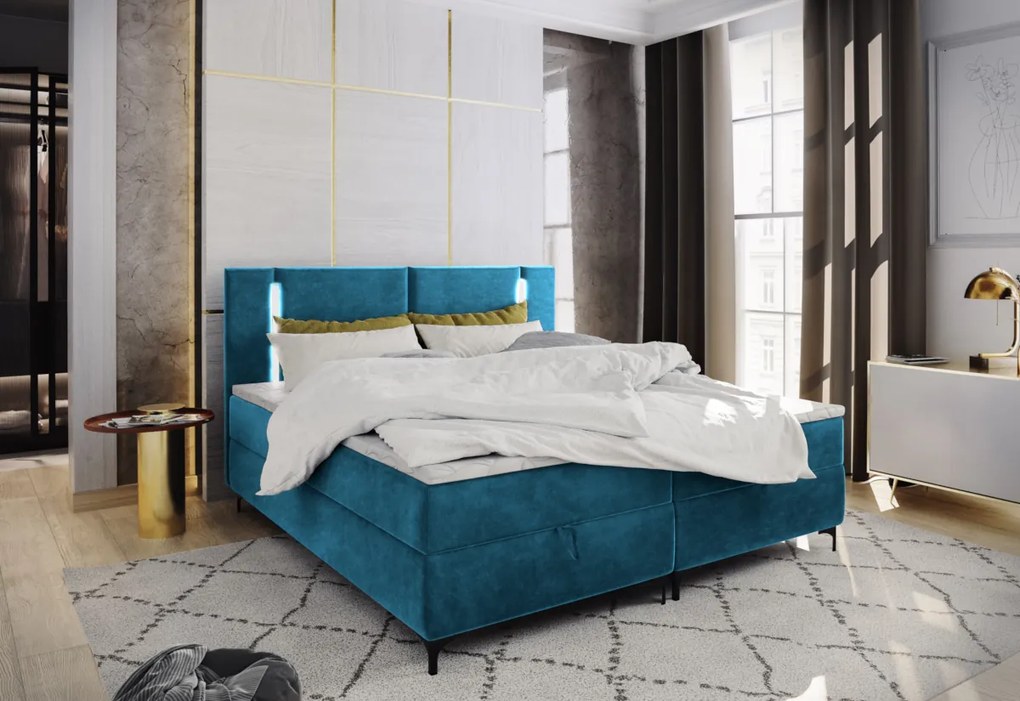 ELBE kárpitozott boxspring ágy, 140x200, trinity 13 + topper