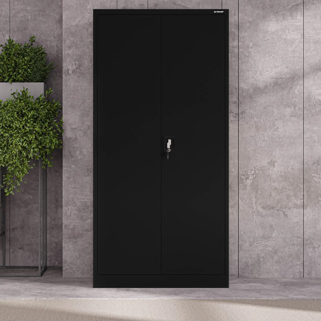 Fém iratszekrény JAN, 900 x 1850 x 400 mm, fekete