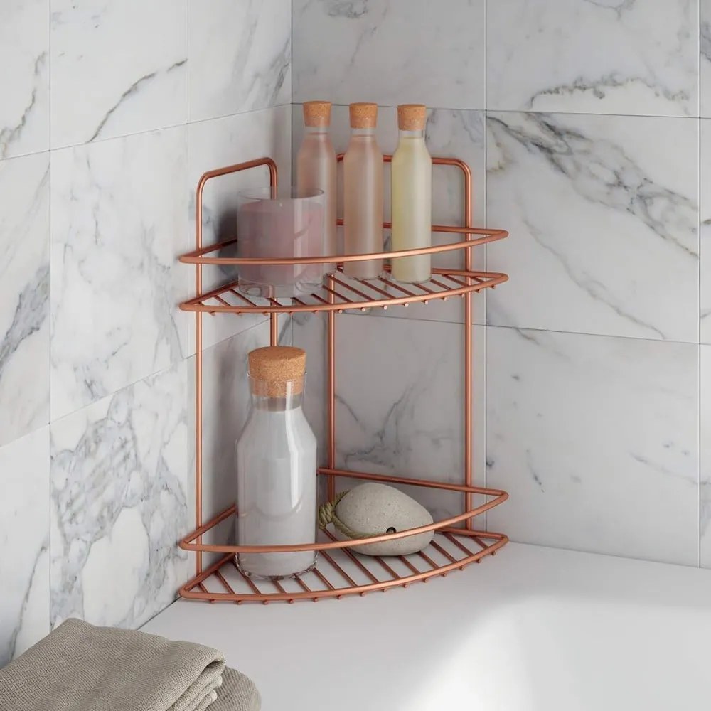 Copper kétszintes fürdőszobai sarokpolc - Metaltex
