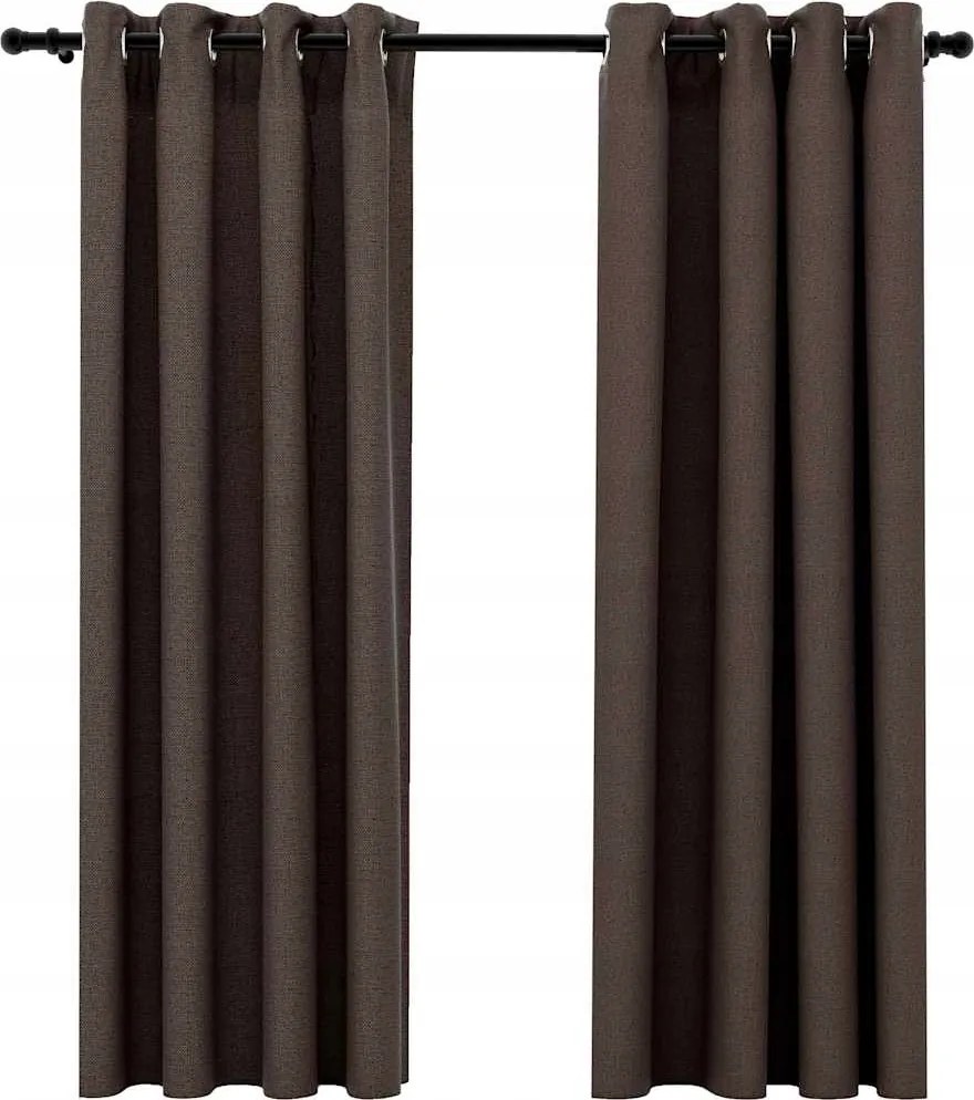 Stilizált lenvászon függöny, 2 db, taupe, 140x175 cm F104