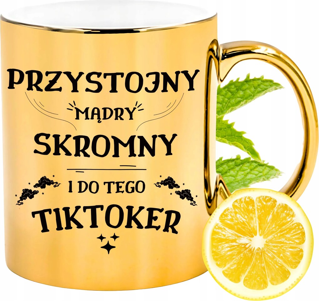 Arany csillogó bögre TikToker Ajándék Nyomtatott Fotóval