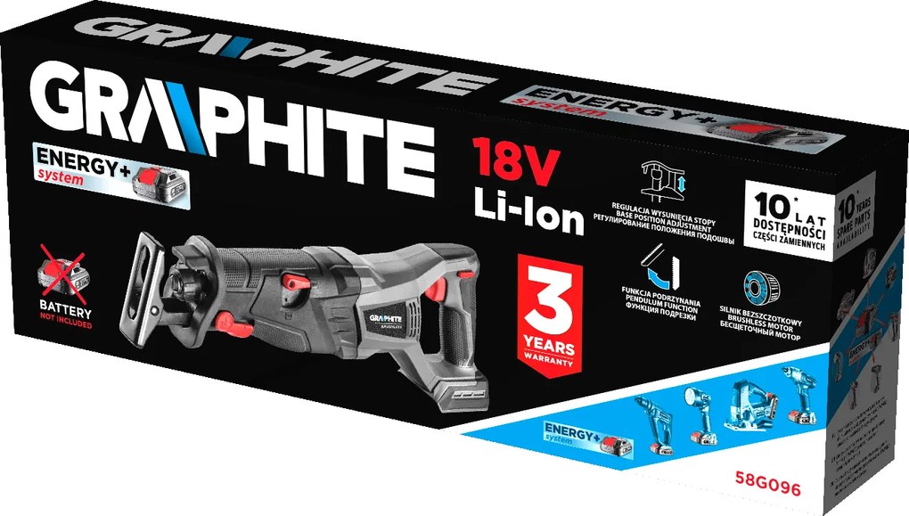 Akkus fűrész 18 V Energy+, akkumulátor nélkül 58G096