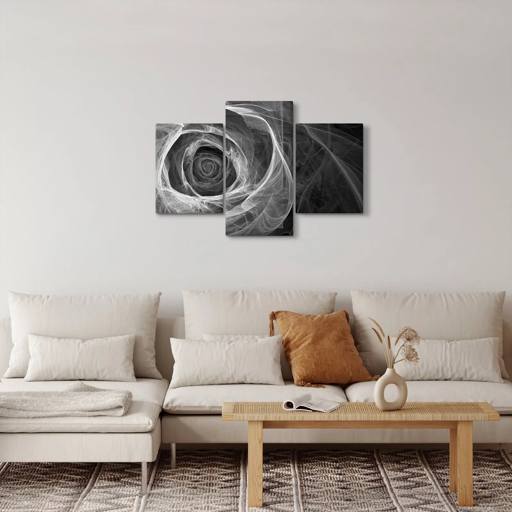 Kép - Absztrakt rózsa fekete-fehér (90x60 cm)