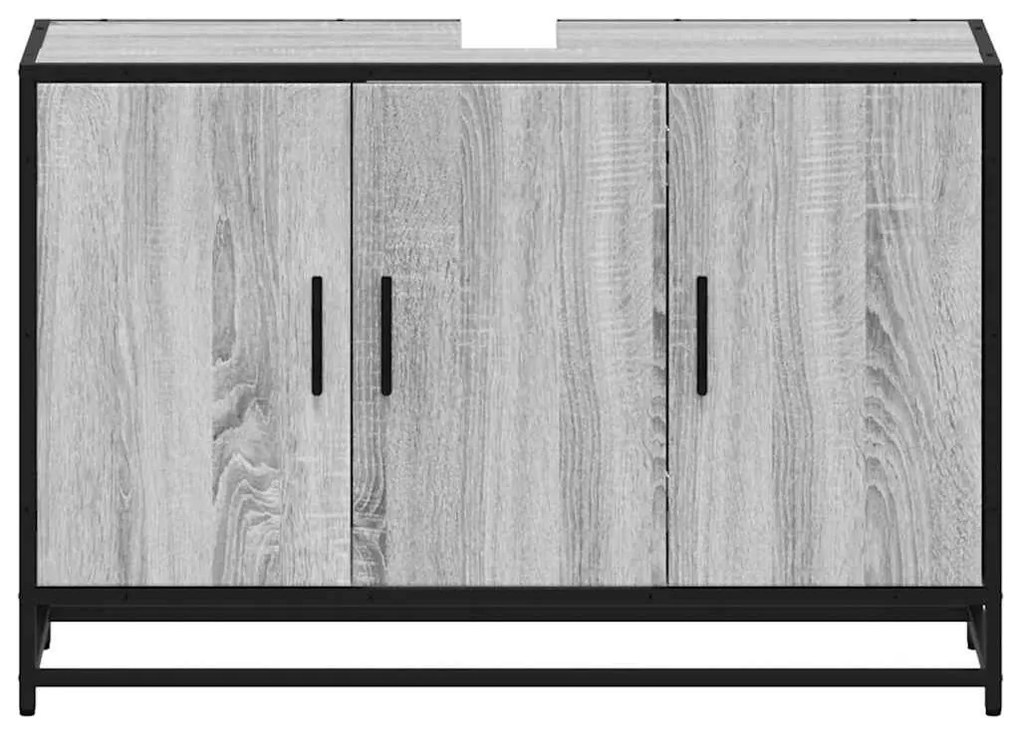Szürke sonoma szerelt fa fürdőszobai mosdószekrény 90x33x60 cm