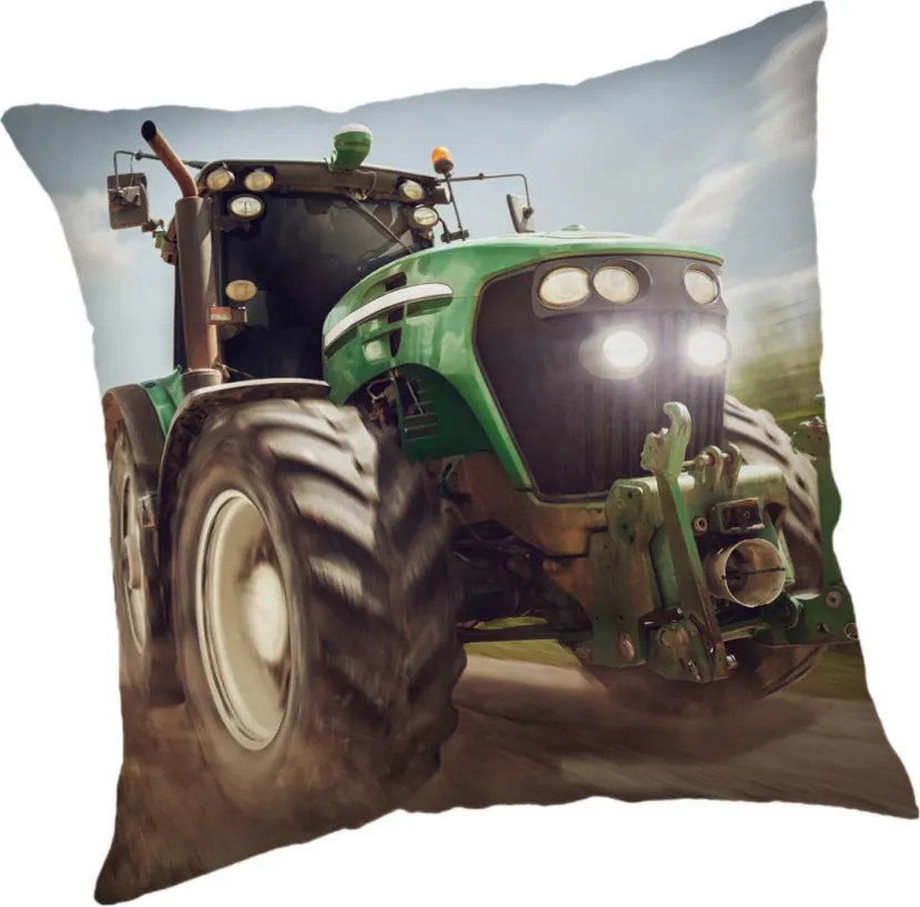 Traktor Green párnahuzat 45x45 cm