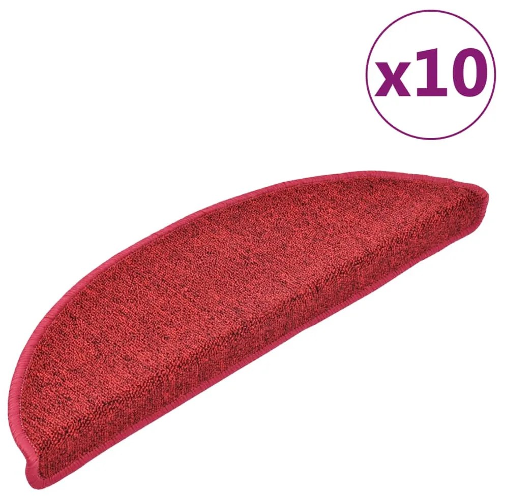 10 db lépcsőszőnyeg 56 x 17 x 3 cm bordó félkör alakú