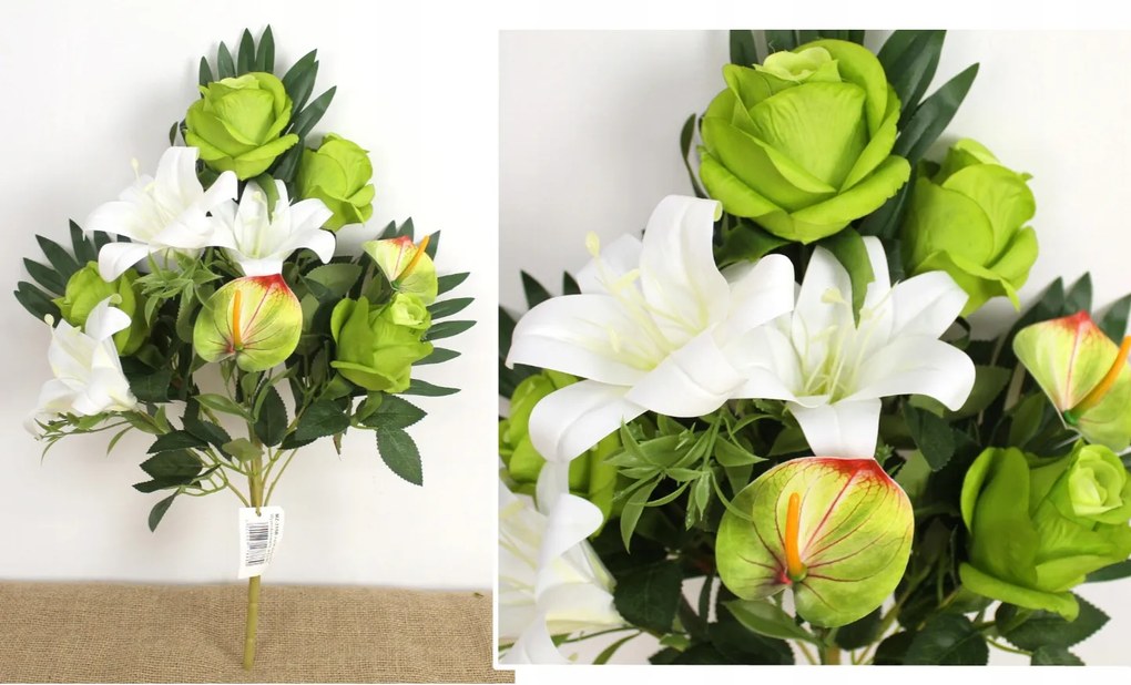 Mesterséges vegyes csokor Rózsa, Liliom, Anturium