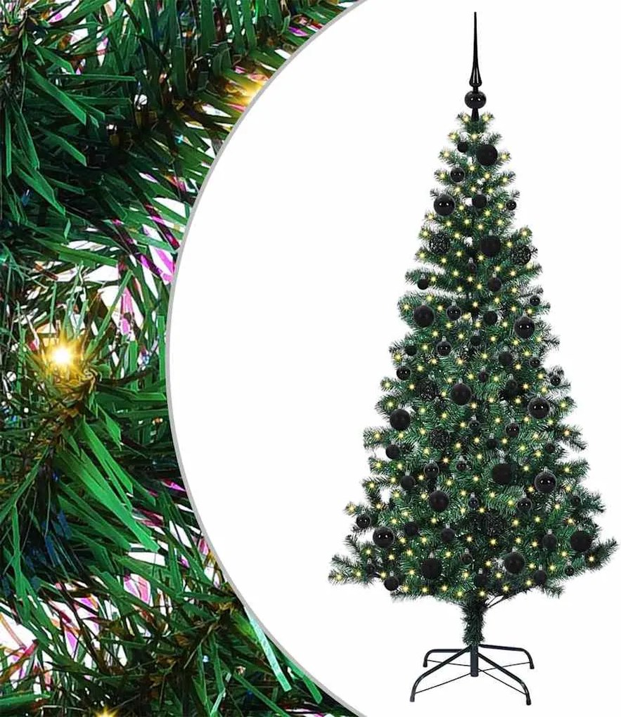 vidaXL Mesterséges, előre világított karácsonyi fa Zöld 180 cm
