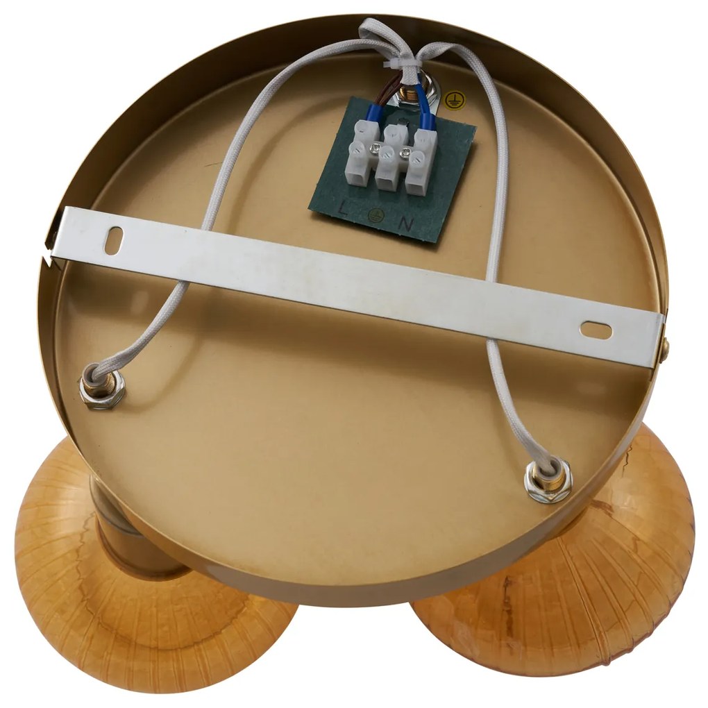 Modern mennyezeti spotlámpa arany színű, borostyán üveggel, 3-lámpás - Teddy