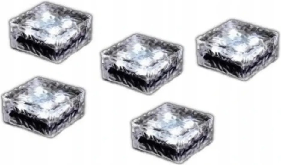 Napelemes Lámpa Hideg Fehér 4LED Kerti Terasz Üveg Kocka 5 Db