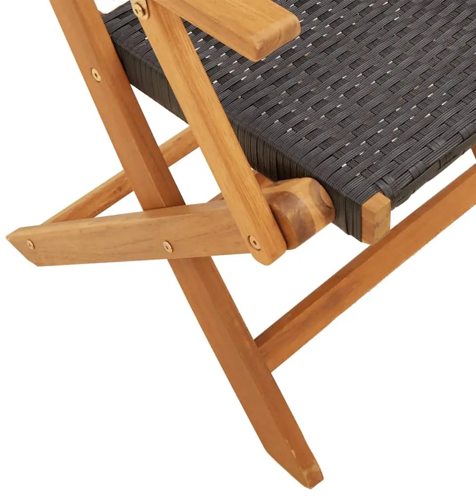 vidaXL 3 részes fekete polyrattan és tömör fa bisztrószett
