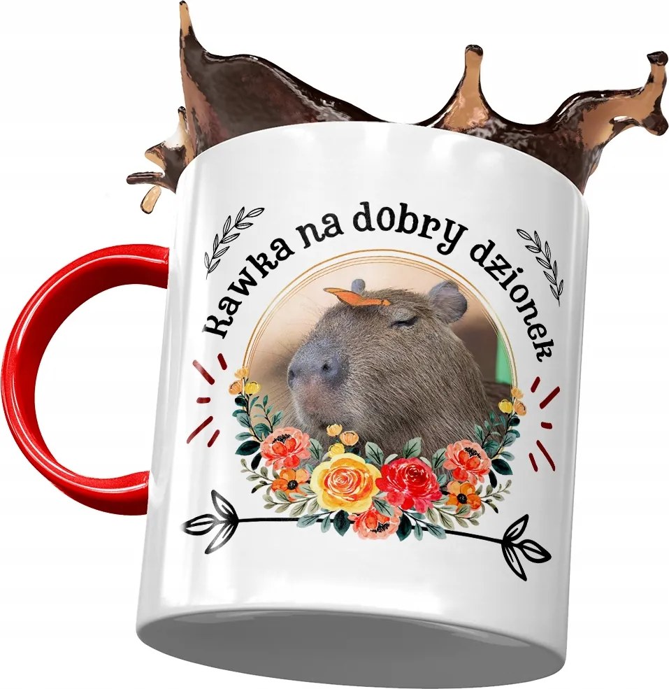 Piros Kapibara Bögre Születésnap Névnap Ajándék Nyomtatott Fotóval