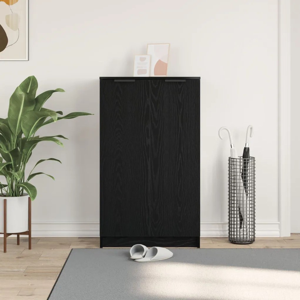 Cipőszekrény Fekete Tölgy 59x35x100 cm Műanyag