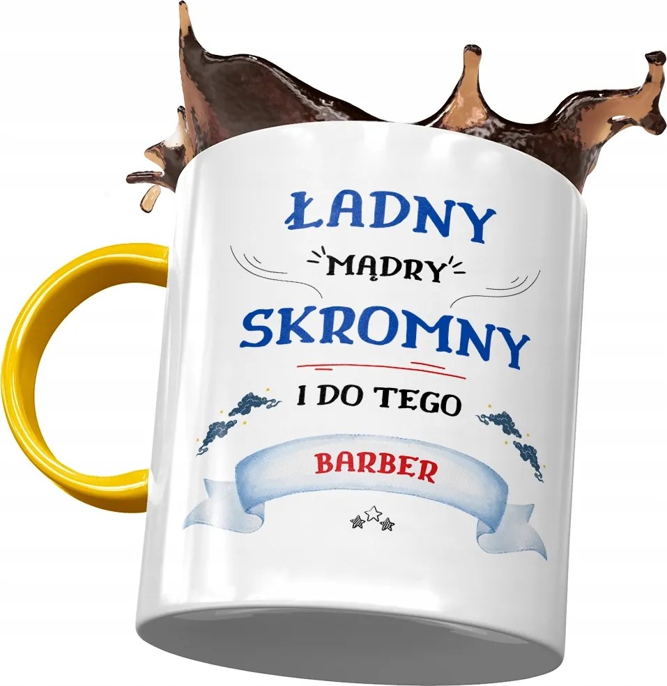 Sárga Bögre Barber Szép Okos Szerény Nyomtatott Fotóval