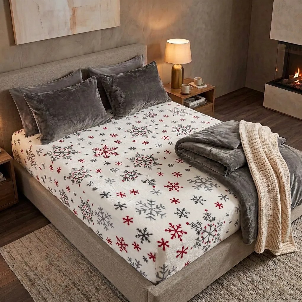 4Home Snowflakes mikroflanel lepedő, 160 x 200 cm