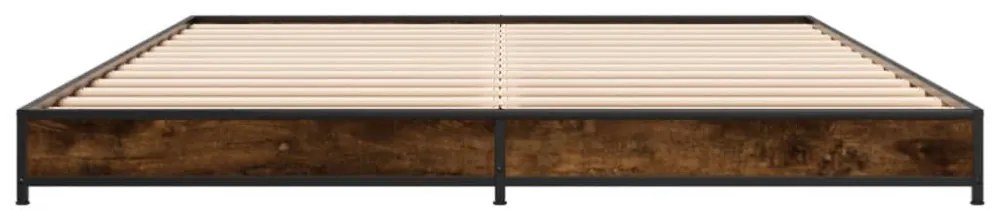 füstös tölgyszínű szerelt fa és fém ágykeret 120 x 200 cm