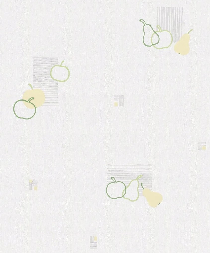 Fehér vinil tapéta gyümölcsökkel