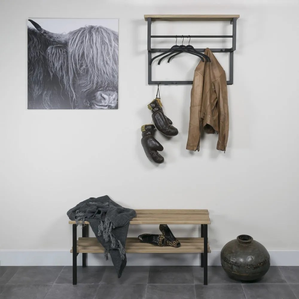 Fekete-natúr színű fém cipőtartó 100x45x34 cm Rizzoli – Spinder Design