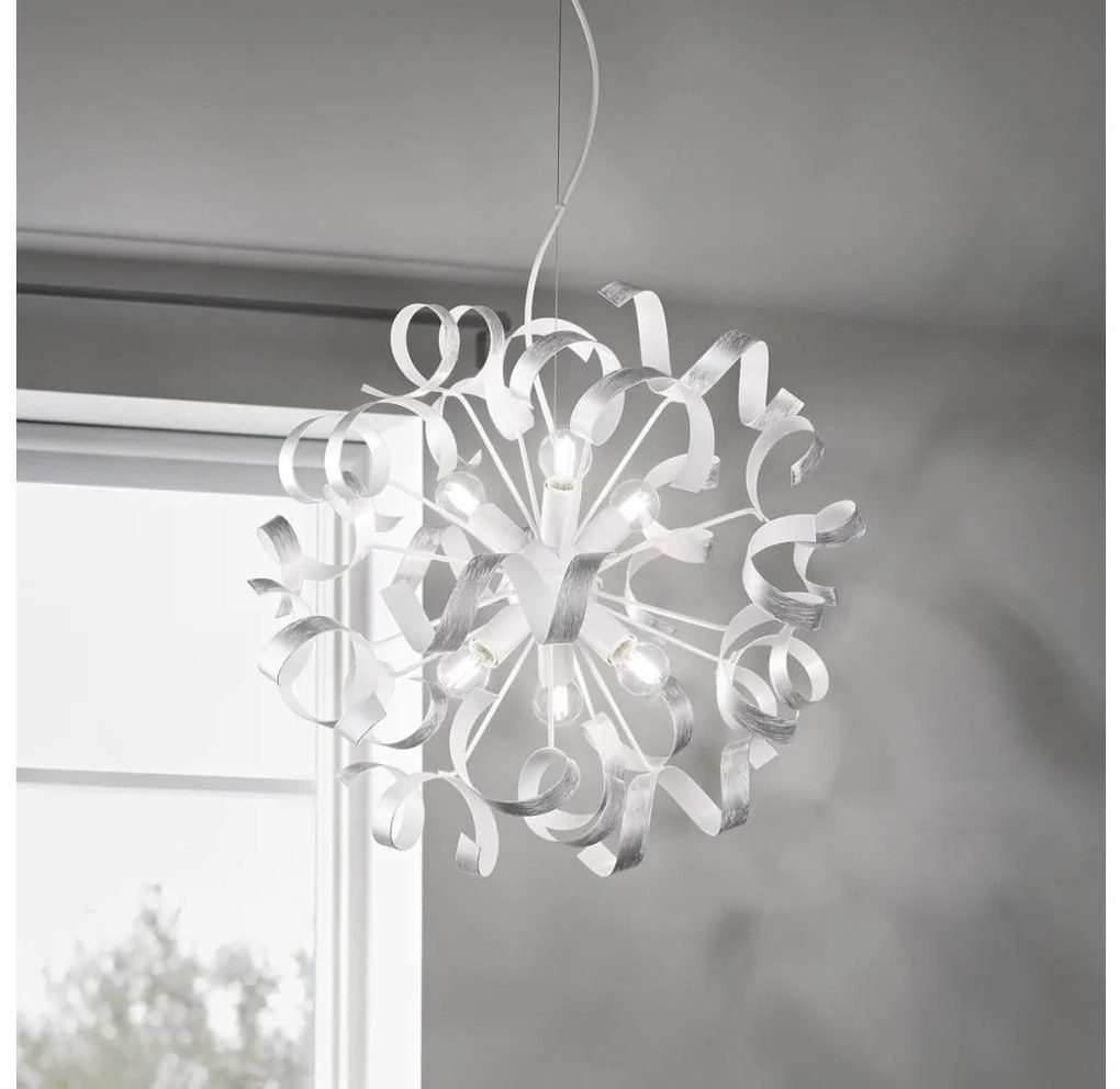 Ideal Lux - Csillár zsinóron VORTEX 6xE14/40W/230V átm. 53 cm ezüst/patinás