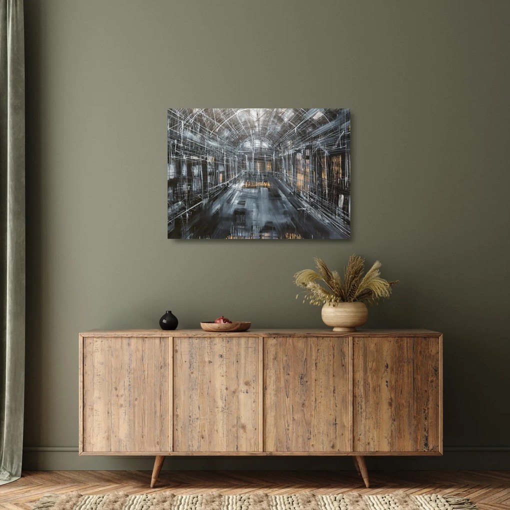 Egy régi épület belsejének képe (üvegen) (70x50 cm)