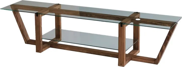 Amalfi üveg TV-állvány, dió, 158 cm
