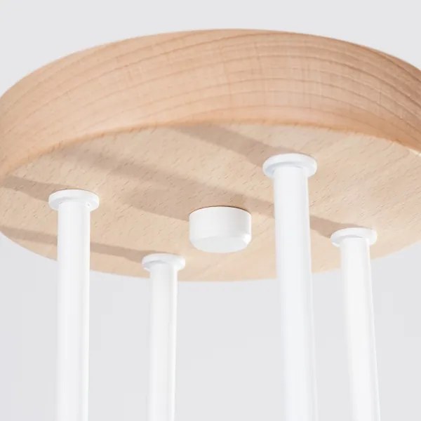 Sollux SL.1665 - Felületre szerelhető csillár TIMBO 4xE27/15W/230V fehér/bézs/bükkfa