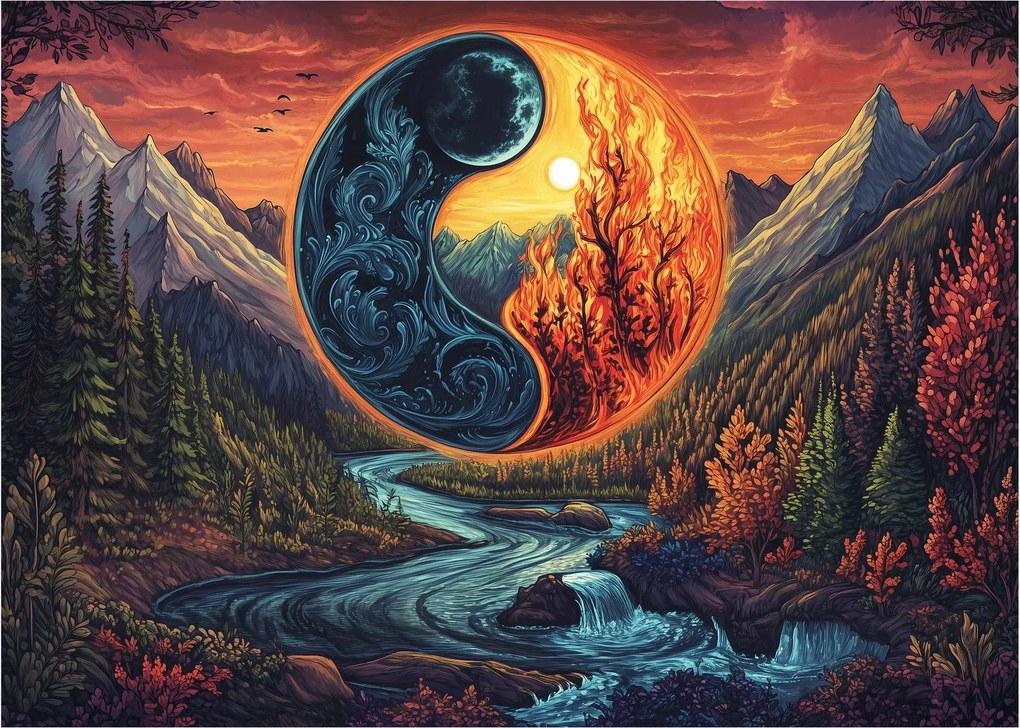 Üveg kép - Elemi erők (70x50 cm)