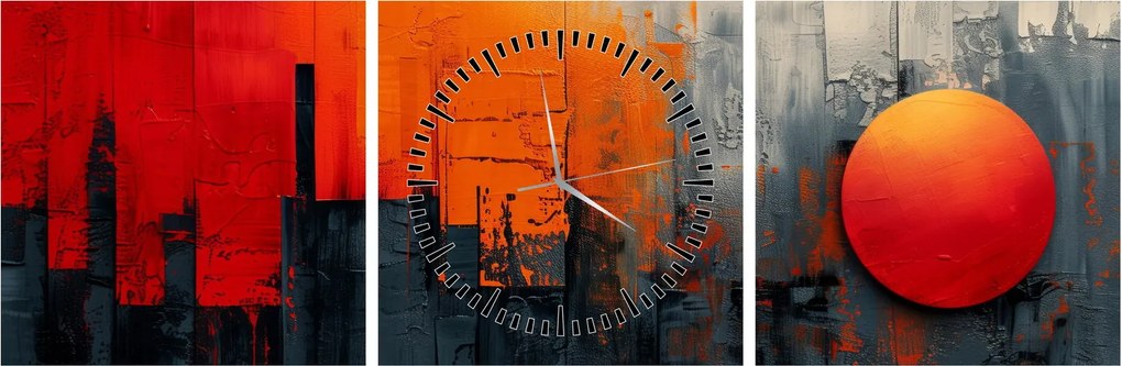 Kép - Absztrakt festmény a városról (órával) (90x30 cm)