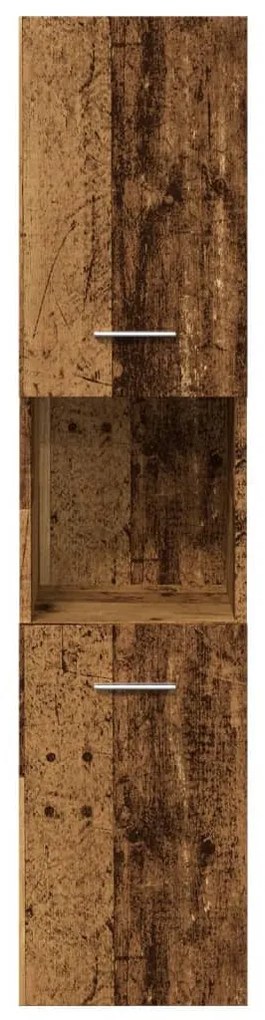 antik fa színű szerelt fa függő fürdőszobaszekrény 30x30x130 cm