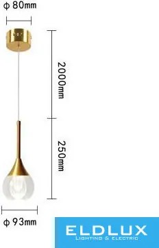 UNIVERSO Függeszték LED 5w 400lm 4000k ∅93x250mm IP20 arany