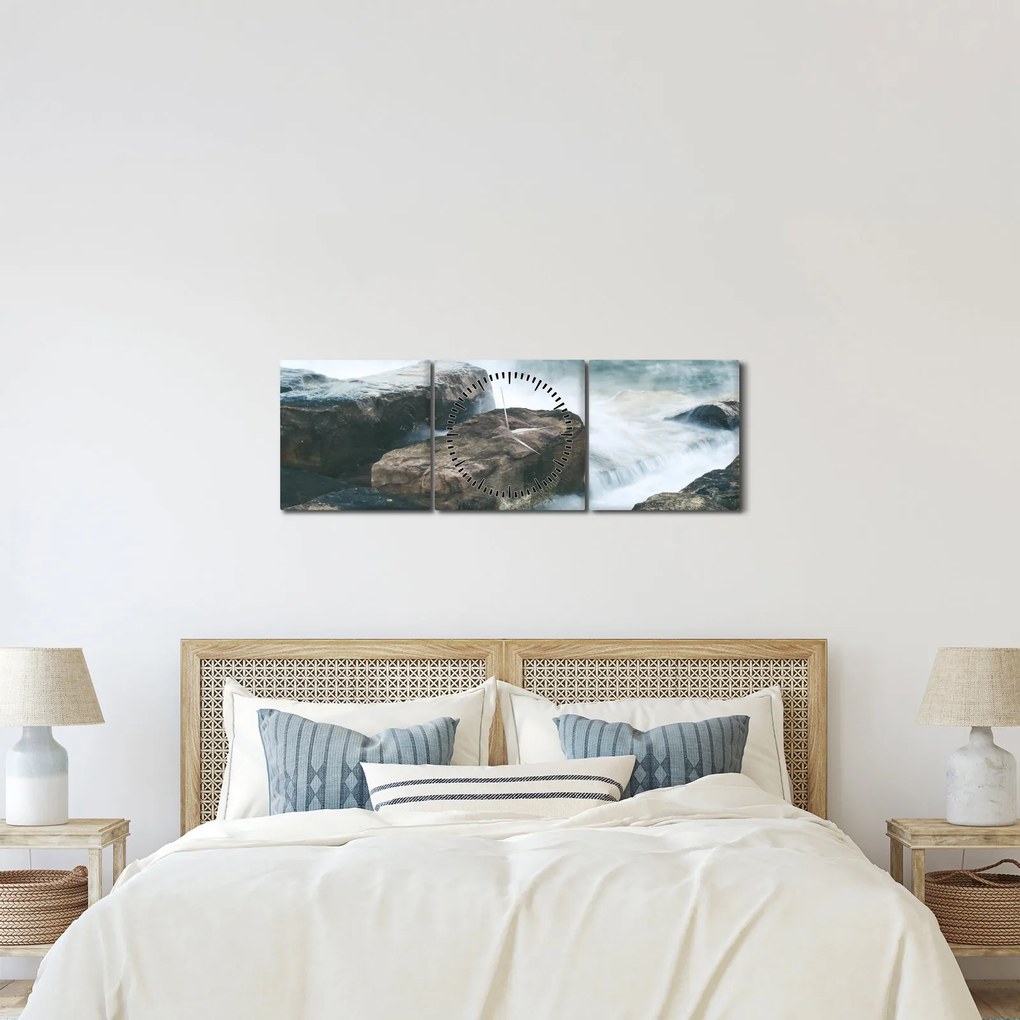 Kép - a víz ereje (órával) (90x30 cm)