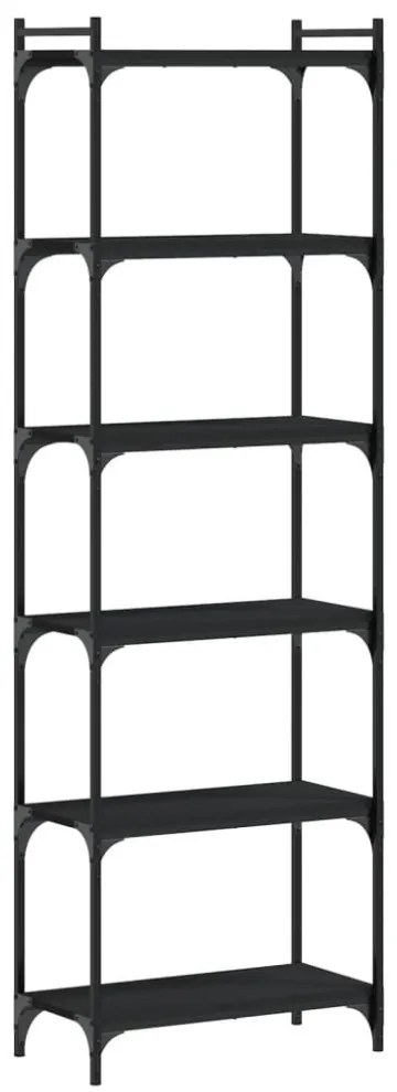 6 szintes fekete szerelt fa könyvespolc 60 x 30 x 188 cm
