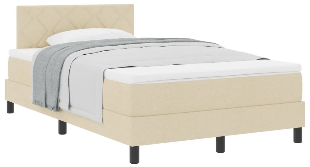Box Spring Ágy Matraccal Krém 120x200 cm Szövet