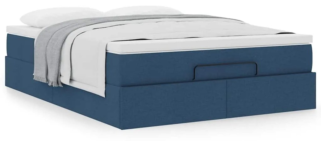 Ottomán ágykeret matraccal Kék 140x190cm anyaggal