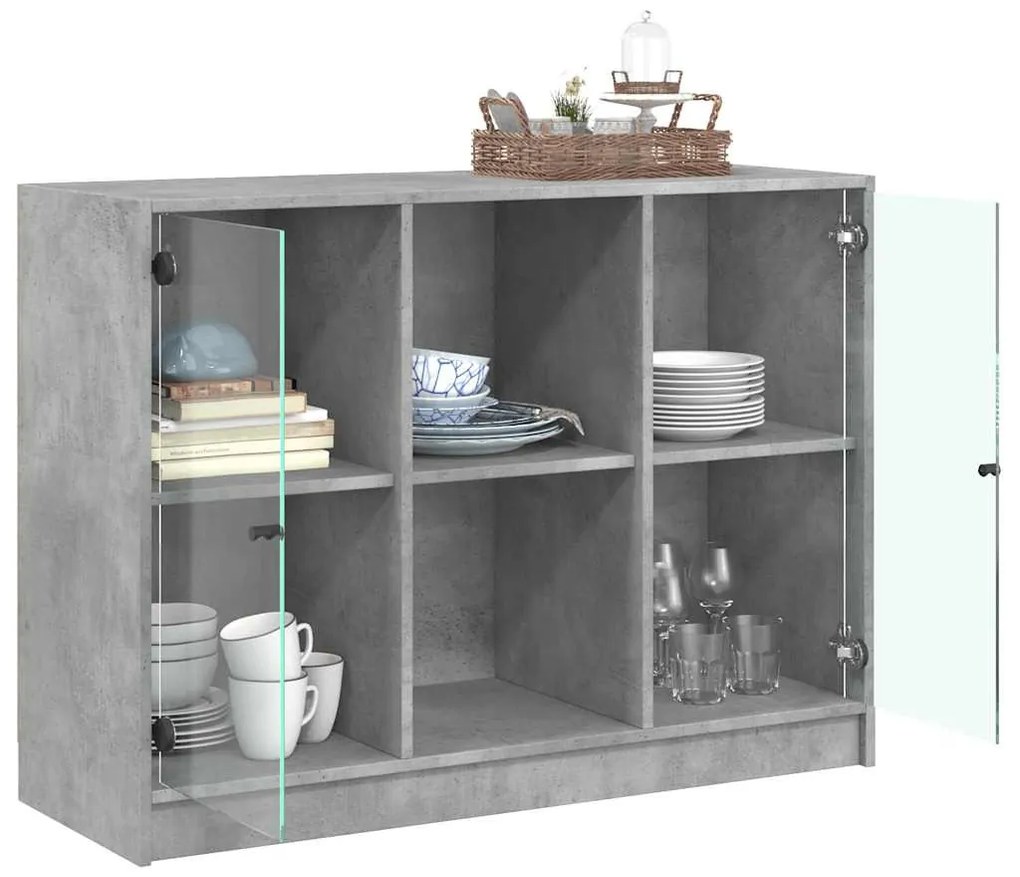 betonszürke szerelt fa tálalószekrény 102x37x75,5 cm