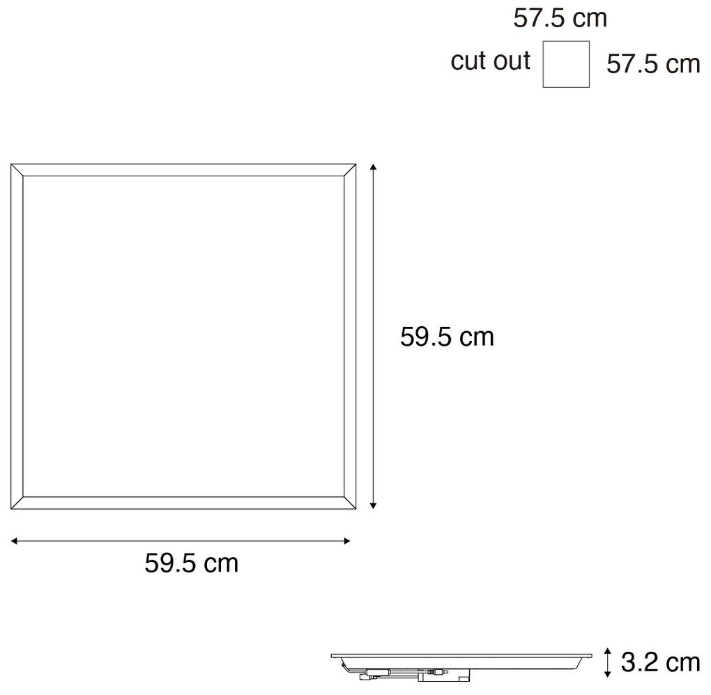 Süllyesztett LED panel fehér négyzet alakú LED-del 3000K - 6500K Dip Switch-el - Seagal