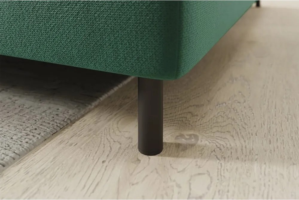 Zöld bársony kinyitható-tárolóhelyes sarokkanapé (jobb oldali-L alakú) Barea – ELTAP